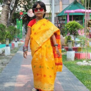 IMG_8885~2 Katan Baby Saree For Girl - Yellow