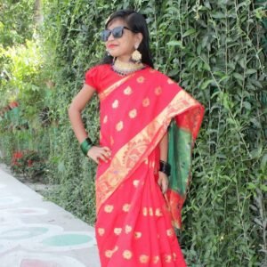 IMG_8930~2 Katan Baby Saree For Girl - Red